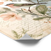 ヴィンテージシャビーシックなデカップバードボタニカルアート ポスター (角)