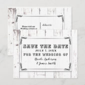 ヴィンテージシャビーシックなホワイトウッドバーンドザデイト 案内ポストカード (正面/裏面)