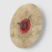 ヴィンテージシャビーシックアンティーク独身のレッドローズ ラージ壁時計 (傾斜)