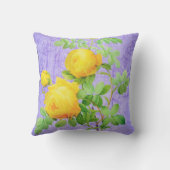 ヴィンテージシャビーシックイエローローズオン薄紫 クッション (裏面)