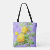 ヴィンテージシャビーシックイエローローズオン薄紫 トートバッグ (裏面)