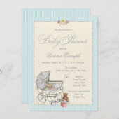ヴィンテージシャビーシックガールズベビーシャワー招待状 招待状 (正面/裏面)