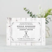 ヴィンテージシャビーシックスワールホワイトウッドバ結婚ンズ 招待状 (スタンド正面)