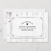 ヴィンテージシャビーシックスワールホワイトウッドバ結婚ンズ 招待状 (裏面)