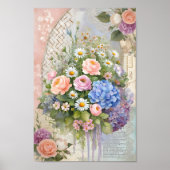 ヴィンテージシャビーシックデコページコテージガーデンアート ポスター (正面)