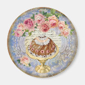 ヴィンテージシャビーシックバラ&ケーキパティスレフランスのイ マグネット (正面)