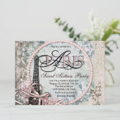 ヴィンテージシャビーシックパリスウィート16パーティー 招待状 (スタンド正面)