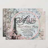 ヴィンテージシャビーシックパリスウィート16パーティー 招待状 (正面/裏面)