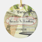 ヴィンテージシャビーシックパリテーマ結婚ズカスタム セラミックオーナメント (正面)