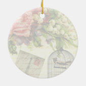 ヴィンテージシャビーシックパリテーマ結婚ズカスタム セラミックオーナメント (裏面)