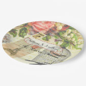 ヴィンテージシャビーシックパリテーマ結婚ズカスタム ペーパープレート (アングル)