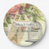 ヴィンテージシャビーシックパリテーマ結婚ズカスタム ペーパープレート (正面)