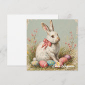 ヴィンテージシャビーシックビクトリアンイースターウサギ シーズンカード (正面/裏面)
