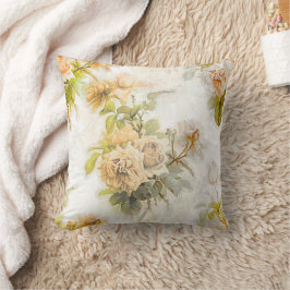 ヴィンテージシャビーシックピーチフローライラストレーション クッション