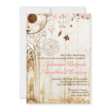 ヴィンテージシャビーシックフローラウッド結婚式招待状