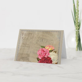 ヴィンテージシャビーシックフローラフェアリー石鹸の広告 カード