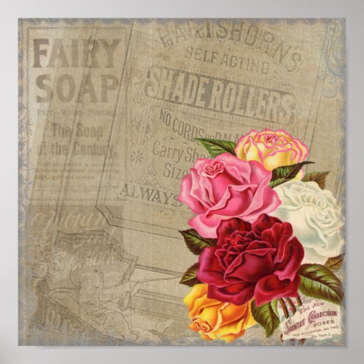 ヴィンテージシャビーシックフローラフェアリー石鹸の広告 ポスター (正面)