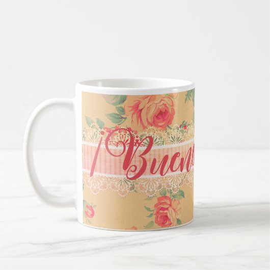 ヴィンテージシャビーシックフローラブエノスディアス コーヒーマグカップ (左)