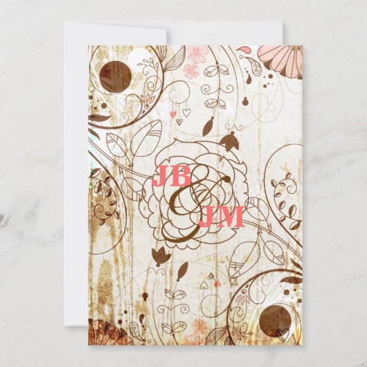 ヴィンテージシャビーシックフローラブライダルシャワー招待状 招待状 (裏面)