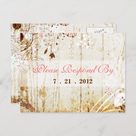 ヴィンテージシャビーシックフローラ披露宴はがき ポストカード (正面/裏面)