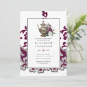 ヴィンテージシャビーシックブライダルシャワーティーパーティー 招待状 (スタンド正面)