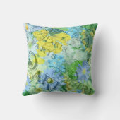 ヴィンテージシャビーシックブライトパリフローラデザイン クッション (裏面)