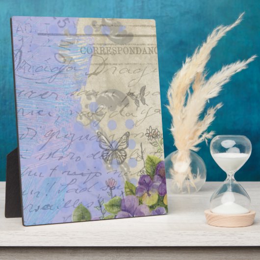 ヴィンテージシャビーシックブライトパリフローラデザイン フォトプラーク (側面)