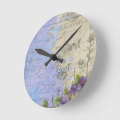 ヴィンテージシャビーシックブライトパリフローラデザイン ラウンド壁時計 (傾斜)