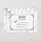 ヴィンテージシャビーシックホワイトウッドバーンウェディングRSVP 出欠カード (正面/裏面)