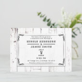 ヴィンテージシャビーシックホワイトウッドバ結婚ンズ 招待状 (スタンド正面)