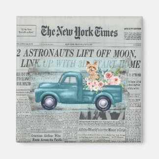 ヴィンテージシャビーシックヨークシャーテリアアンドトラックエフェメラ マグネット