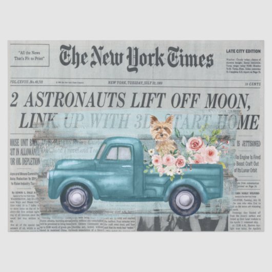 ヴィンテージシャビーシックヨークシャーテリアアンドトラックエフェメラ 薄葉紙 (正面)