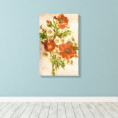 ヴィンテージシャビーシック素朴ポピーのブーケ キャンバスプリント (インサイチュ (ウッドフロア))