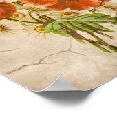 ヴィンテージシャビーシック素朴ポピーのブーケ ポスター (角)