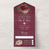 ヴィンテージシャビーシック結婚フローラ オールインワン招待状 (内側)