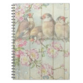 ヴィンテージシャビーシック色あせたフローラバーズアートデザイン ノートブック (正面)