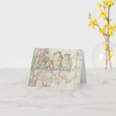 ヴィンテージシャビーシック色あせたフローラ鳥デザイン カード (黄色い花)