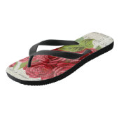 ヴィンテージシャビーシック赤いバラのアンティークスクリプト ビーチサンダル (アングル)