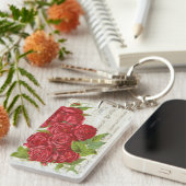 ヴィンテージシャビーシック赤いバラアンティークスクリプト キーホルダー (正面右)