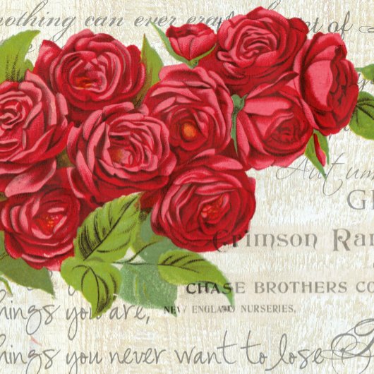 ヴィンテージシャビーシック赤いバラアンティークスクリプト キーホルダー