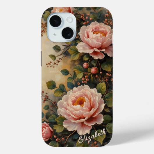 ヴィンテージシャビーシック赤面ピンクペニー名前をカスタムする Case-Mate iPhoneケース (裏面)