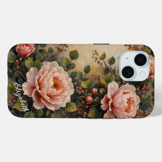 ヴィンテージシャビーシック赤面ピンクペニー名前をカスタムする Case-Mate iPhoneケース (裏面 (横))