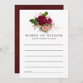 ヴィンテージシャビーシック赤面&ブルゴーニュブライダルアドバイス アドバイスカード (正面/裏面)