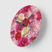 ヴィンテージシャビーシック鮮やかカントリーバラ ラウンド壁時計 (傾斜)