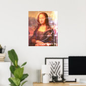 ヴィンテージシャビーモナリザスパイラルフィボナッチベンドレディ ポスター (ホームオフィス)