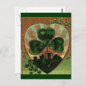 ヴィンテージシャムロックアイルランドハートキャッスルモチーフ ポストカード (正面/裏面)