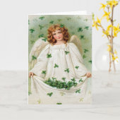 ヴィンテージシャムロックエンジェルセントパトリックのデイカード カード (黄色い花)