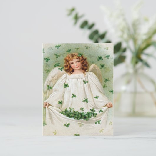 ヴィンテージシャムロックエンジェルセントパトリックのデイカード ポストカード (スタンド正面)