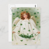 ヴィンテージシャムロックエンジェルセントパトリックのデイカード ポストカード (正面/裏面)