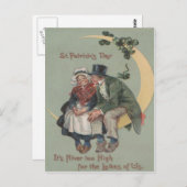 ヴィンテージシャムロックカップルonムーンセントパトリックの日 ポストカード (正面/裏面)